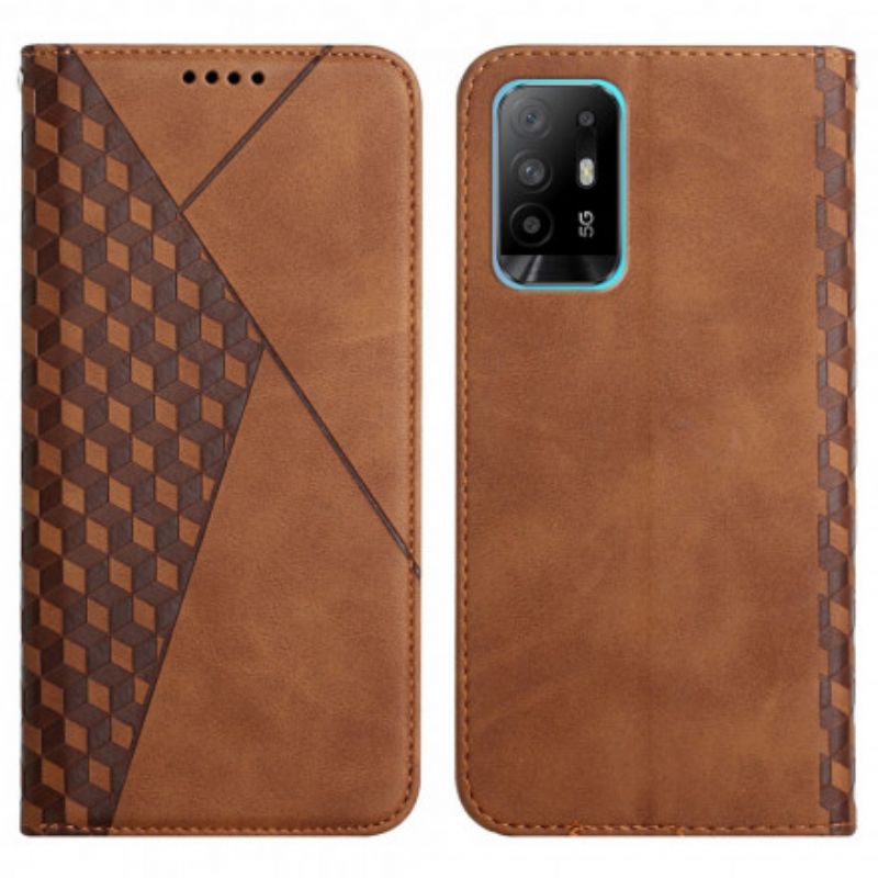 Flip Case Für Oppo A94 5g Kubischer Skin-touch-stil