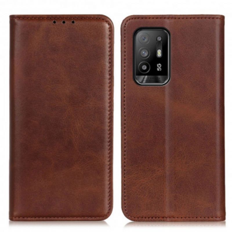 Flip Case Für Oppo A94 5g Spaltleder Eleganz