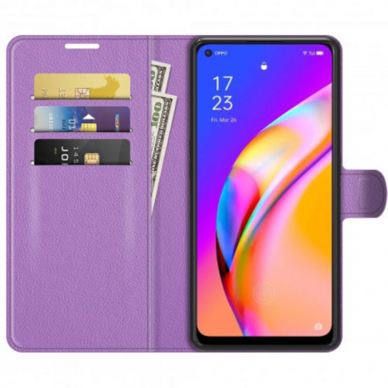 Lederhüllen Für Oppo A94 5g Klassisches Litschi Kunstleder