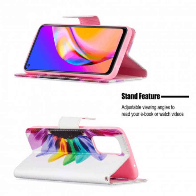 Lederhüllen Oppo A94 5g Handyhülle Blumen Aquarell