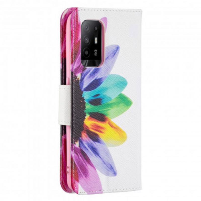 Lederhüllen Oppo A94 5g Handyhülle Blumen Aquarell