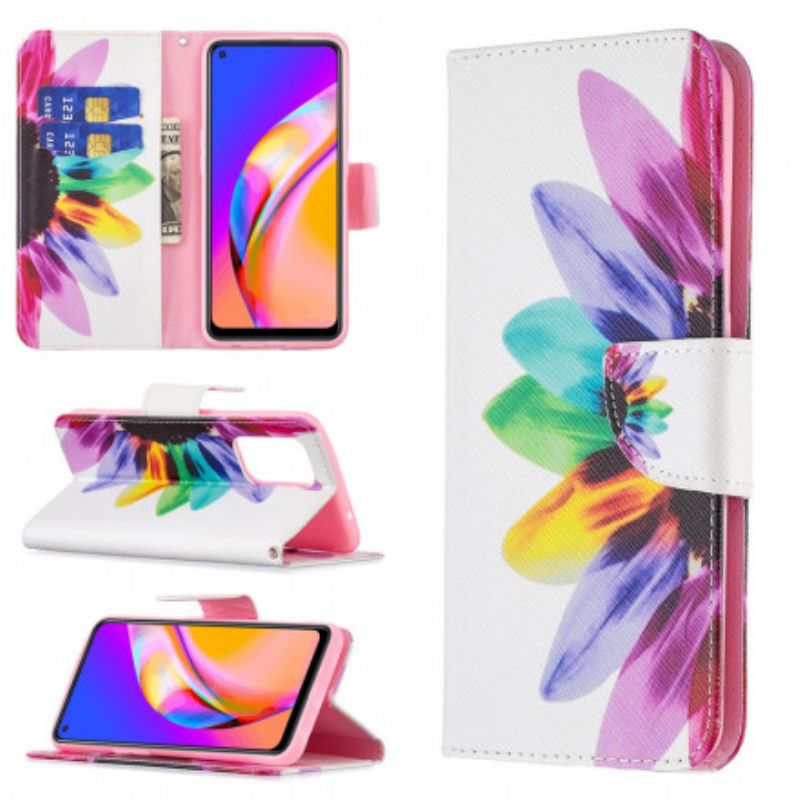 Lederhüllen Oppo A94 5g Handyhülle Blumen Aquarell