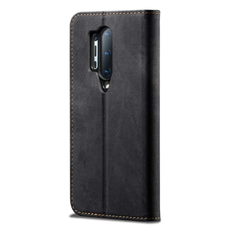 Flip Case Für OnePlus 8 Pro Schwarz Jeansimitat-Jeans