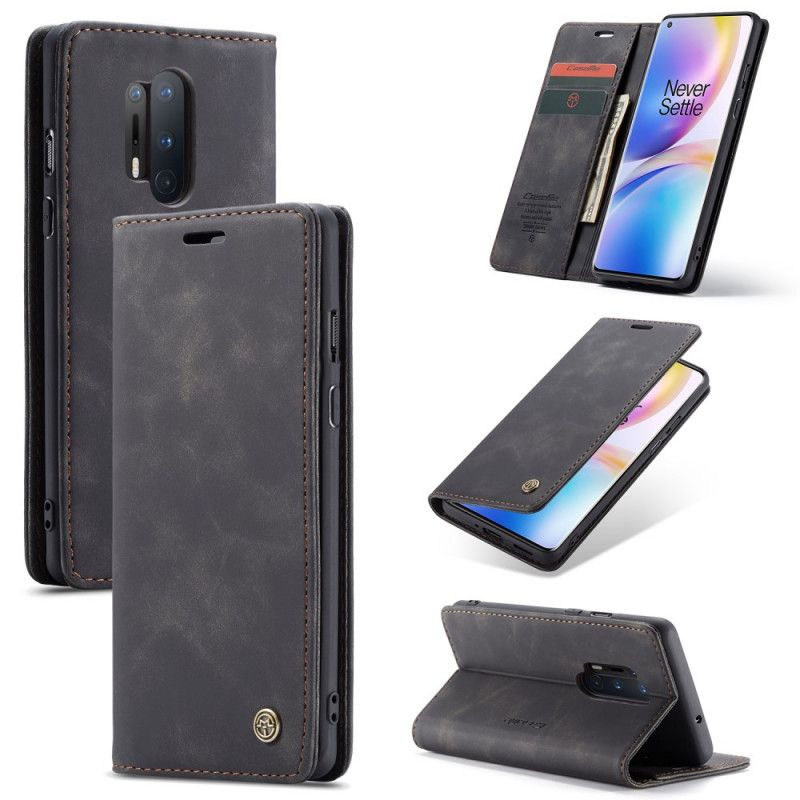 Flip Case Für OnePlus 8 Pro Schwarz Ledertasche