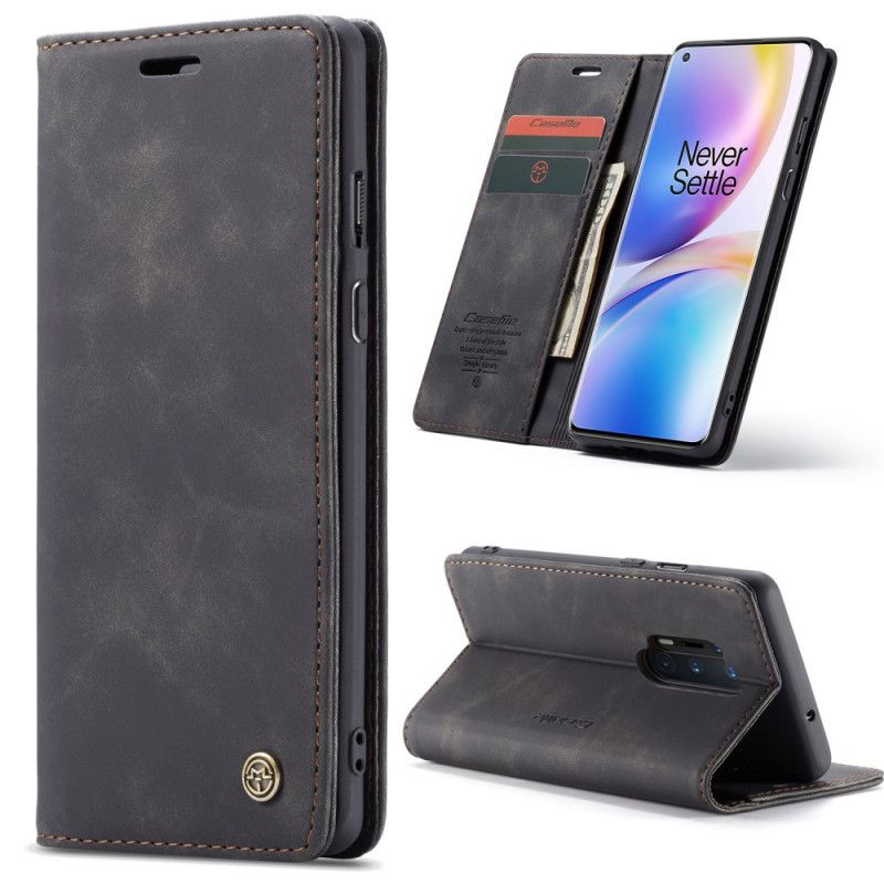 Flip Case Für OnePlus 8 Pro Schwarz Ledertasche