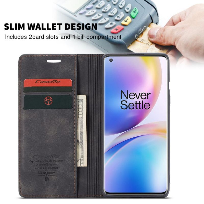 Flip Case Für OnePlus 8 Pro Schwarz Ledertasche