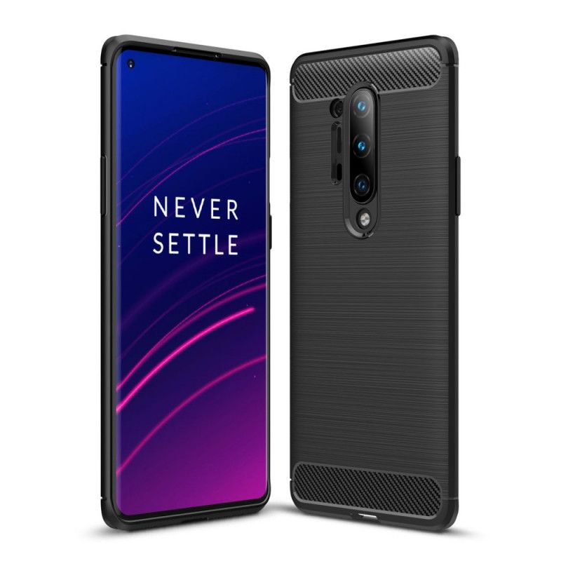 Hülle OnePlus 8 Pro Schwarz Gebürstete Kohlefaser