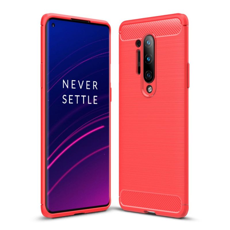 Hülle OnePlus 8 Pro Schwarz Gebürstete Kohlefaser