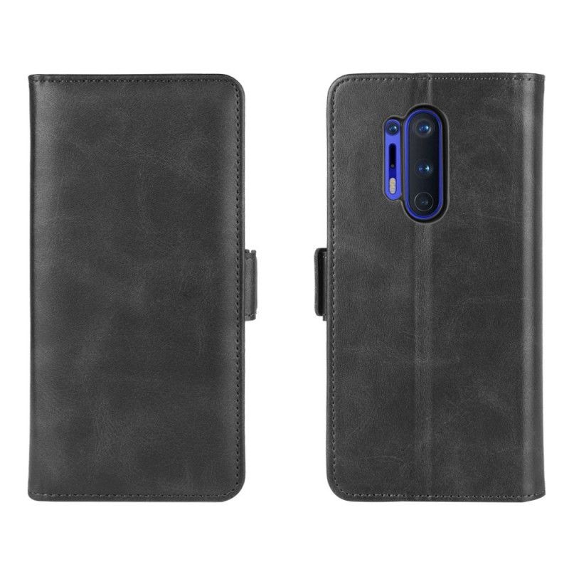 Lederhüllen OnePlus 8 Pro Schwarz Doppelklappe