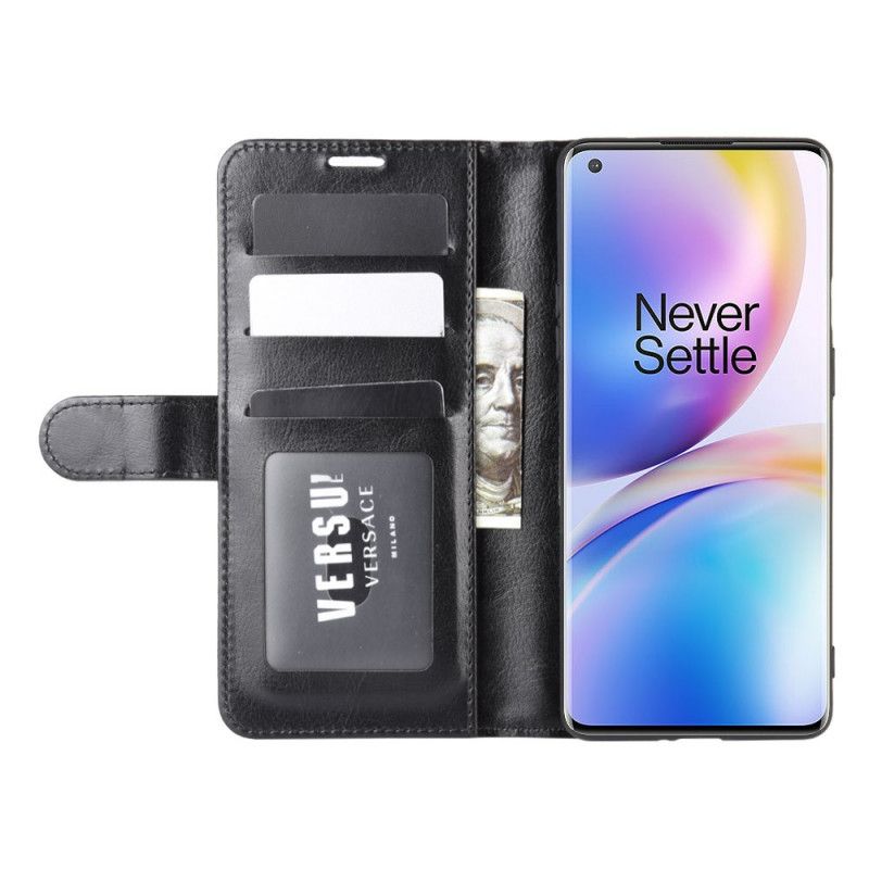 Lederhüllen OnePlus 8 Pro Schwarz Handyhülle Finesse Leder Stil