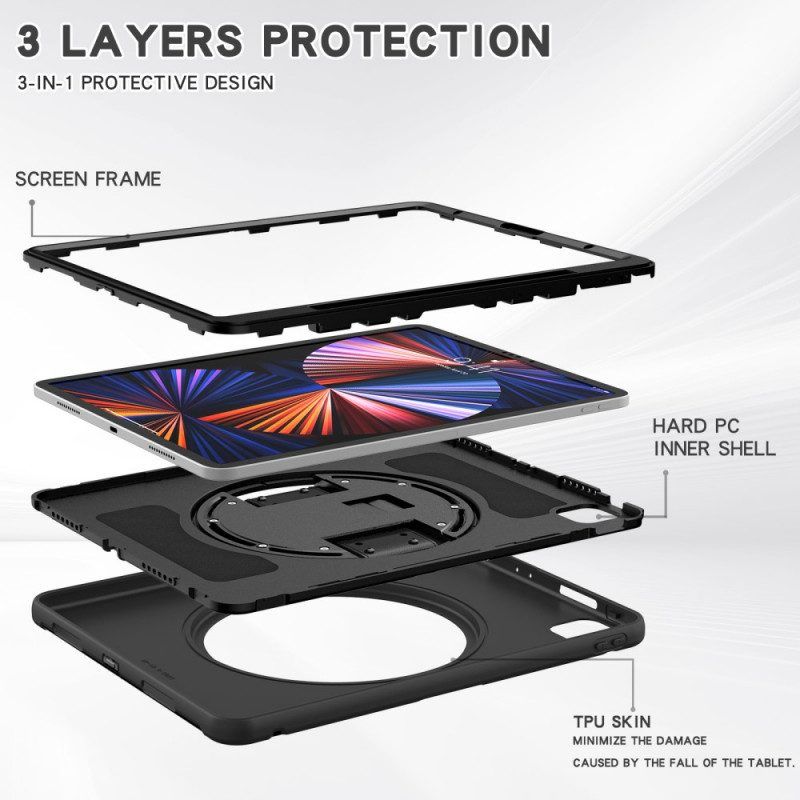 Handyhülle Für iPad Pro 12.9" (2022) Extrem Widerstandsfähig Mit Riemen Und Halterung