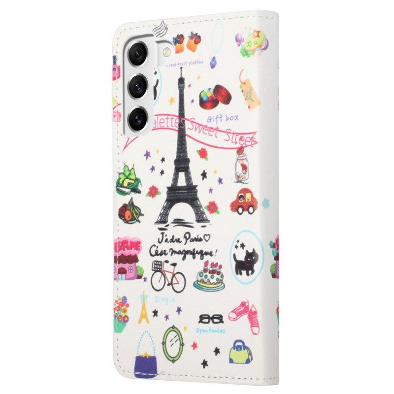 Flip Case Für Samsung Galaxy S23 Plus 5G Ich Liebe Paris