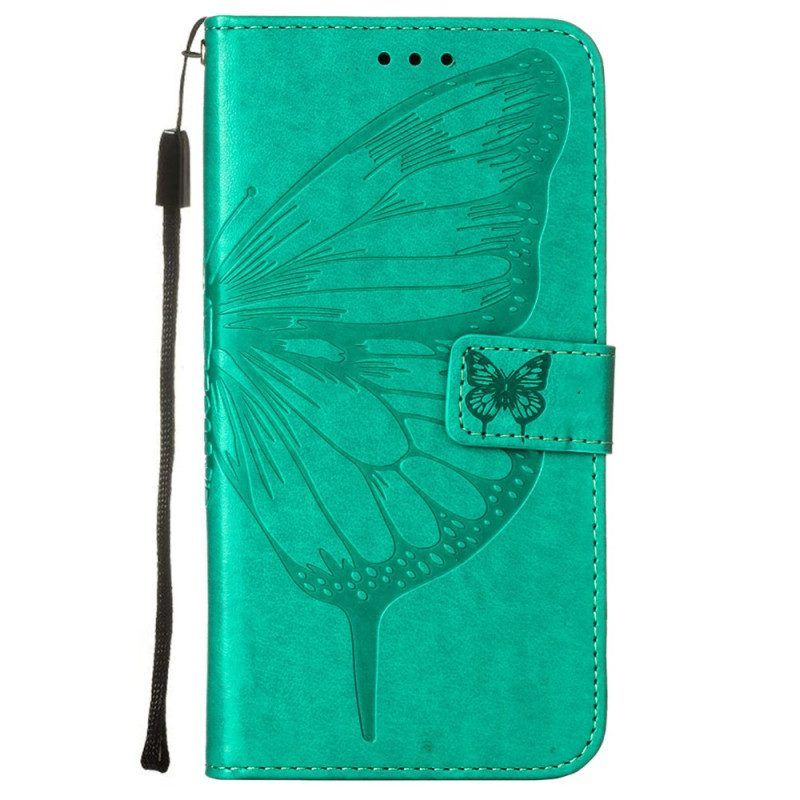 Flip Case Für Samsung Galaxy S23 Plus 5G Mit Kordel Barocker Riemchenschmetterling