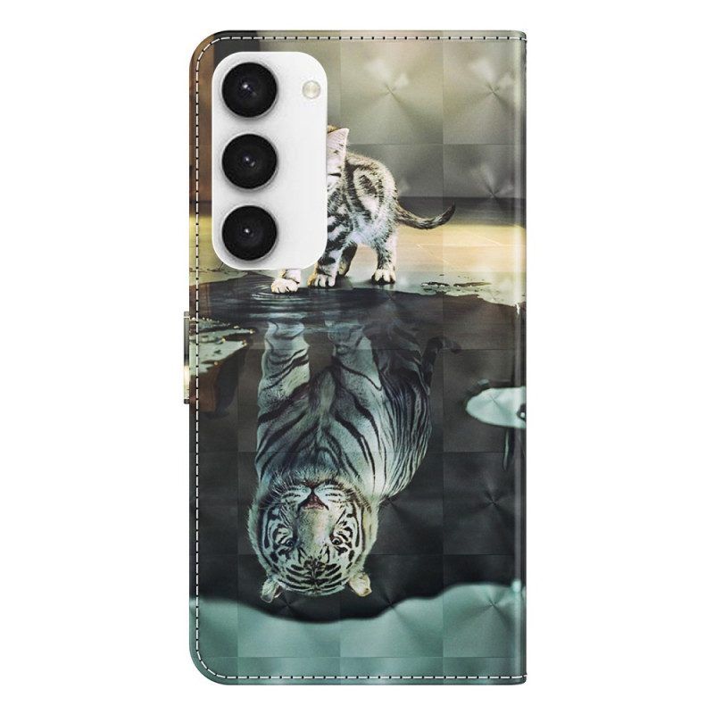 Flip Case Für Samsung Galaxy S23 Plus 5G Mit Kordel Strappy Kitten Dream