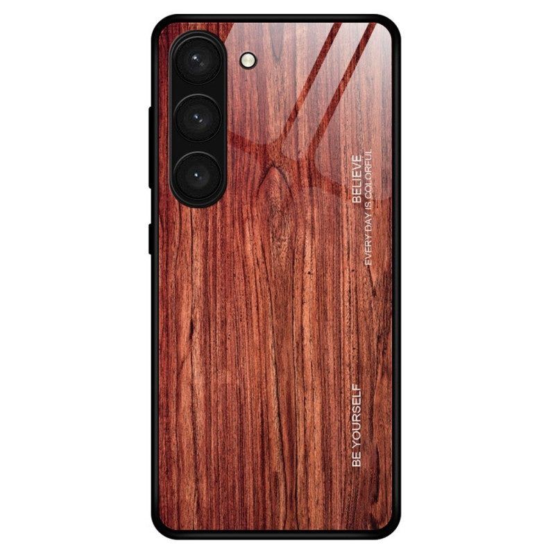 Hülle Für Samsung Galaxy S23 Plus 5G Holzdesign Aus Gehärtetem Glas