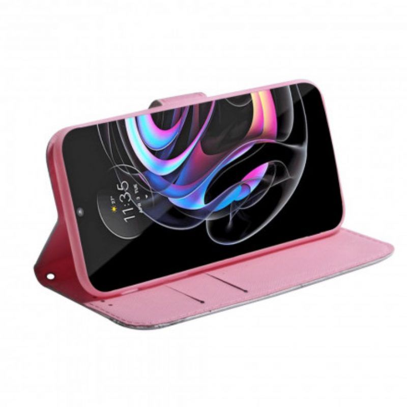 Flip Case Für Motorola Edge 20 Pro Blume Staubiges Rosa