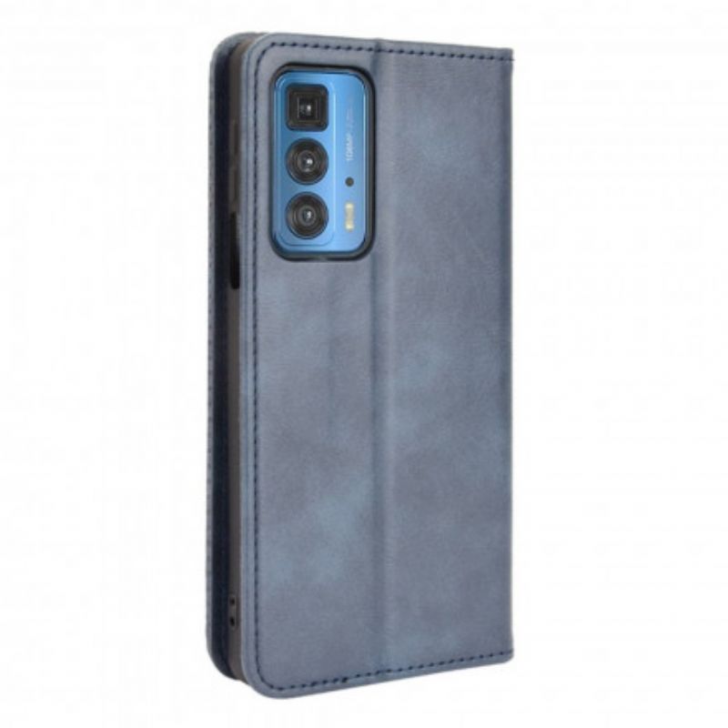 Flip Case Für Motorola Edge 20 Pro Stilisierter Vintage-ledereffekt