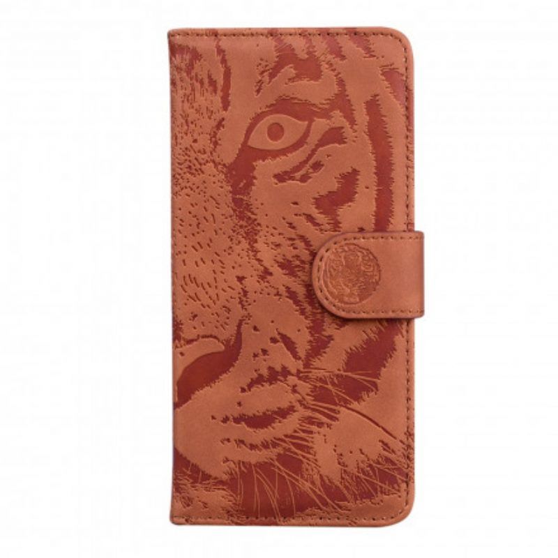 Flip Case Für Motorola Edge 20 Pro Tiger-gesichtsdruck