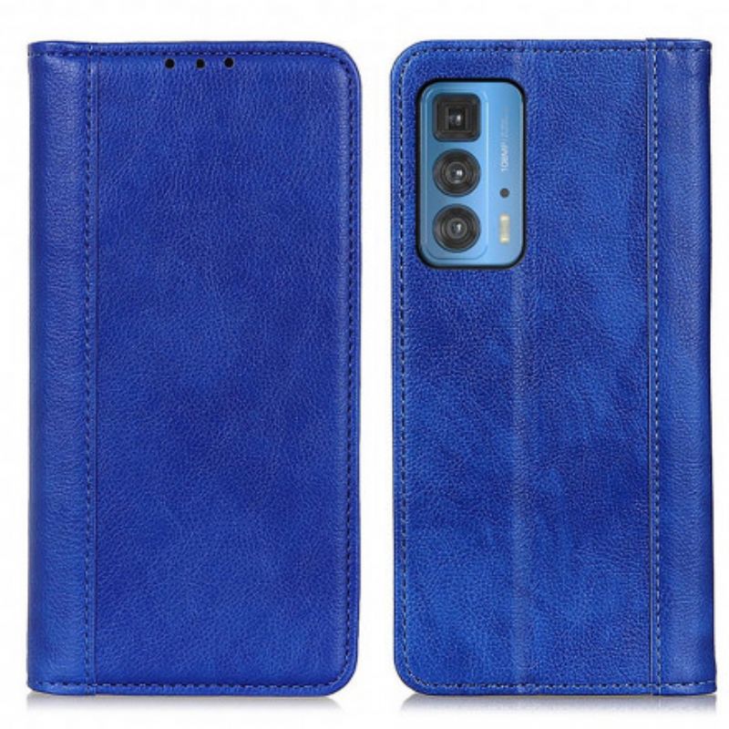 Flip Case Motorola Edge 20 Pro Ausführung In Litschi-spaltleder