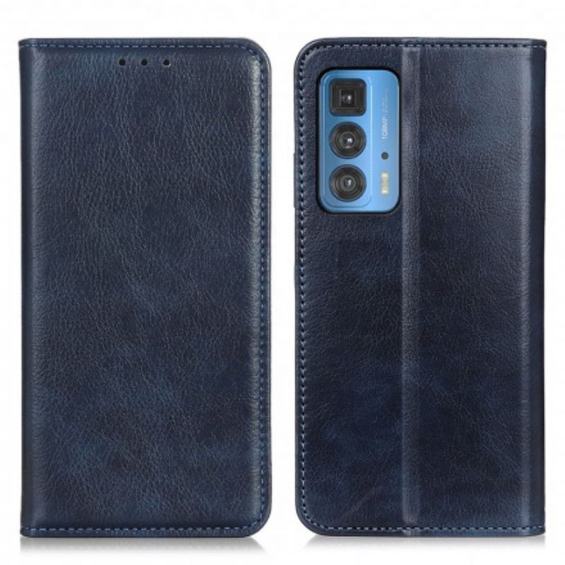 Flip Case Motorola Edge 20 Pro Elegance Spaltleder Litschi