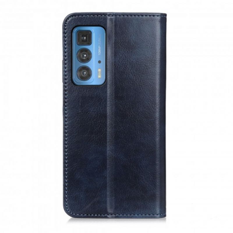 Flip Case Motorola Edge 20 Pro Elegance Spaltleder Litschi