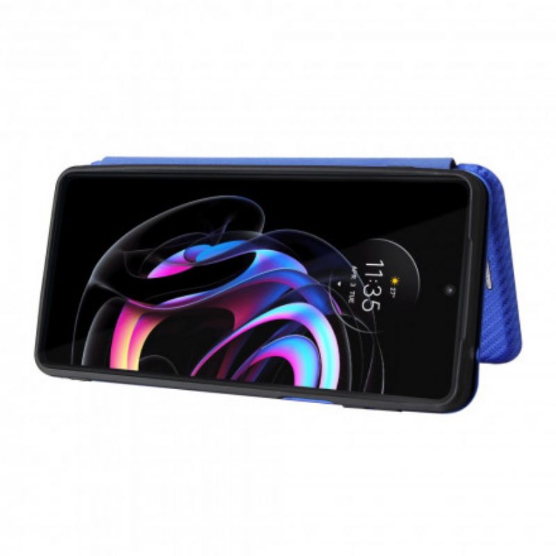 Flip Case Motorola Edge 20 Pro Farbiges Carbon-silikon