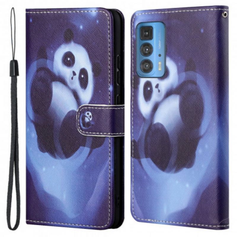 Lederhüllen Für Motorola Edge 20 Pro Panda Space Riemchen