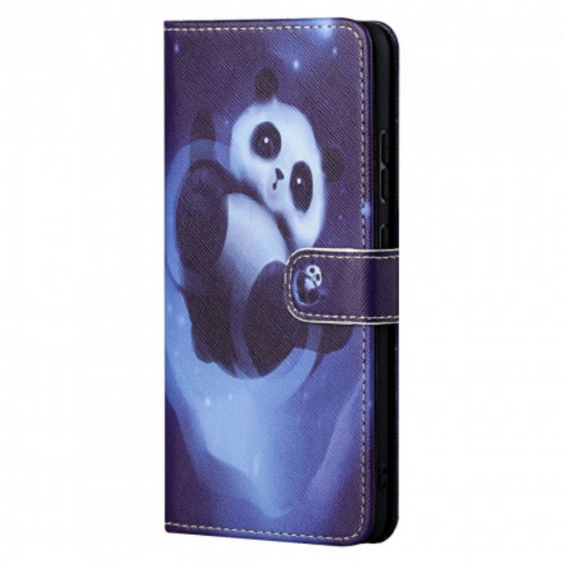 Lederhüllen Für Motorola Edge 20 Pro Panda Space Riemchen