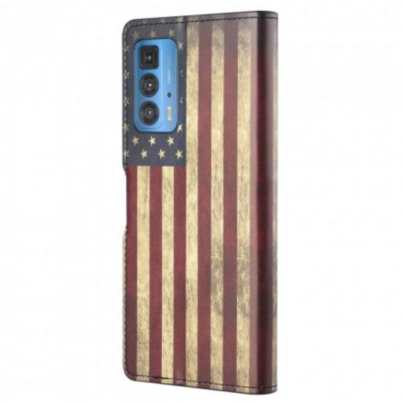 Lederhüllen Motorola Edge 20 Pro Amerikanische Flagge