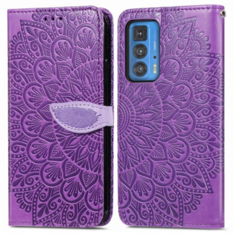Lederhüllen Motorola Edge 20 Pro Feder-mandala