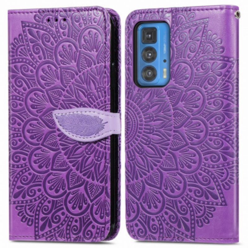 Lederhüllen Motorola Edge 20 Pro Feder-mandala