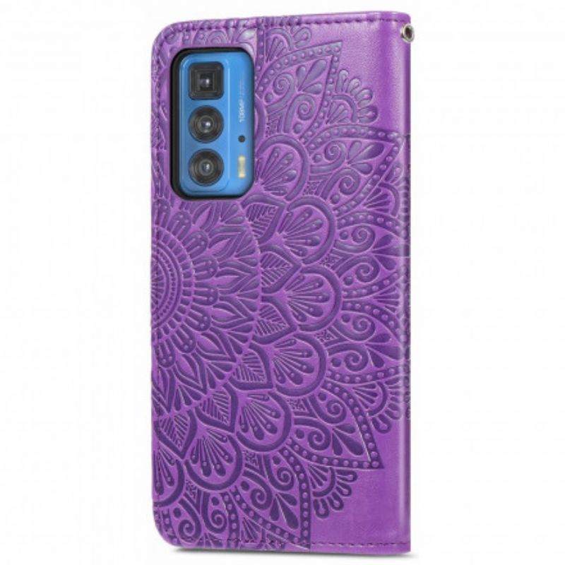 Lederhüllen Motorola Edge 20 Pro Feder-mandala