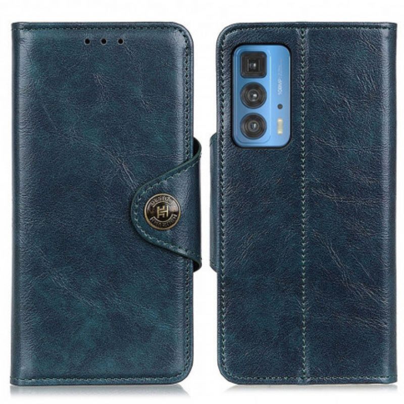 Lederhüllen Motorola Edge 20 Pro Handyhülle Glänzendes Kunstleder Khazneh