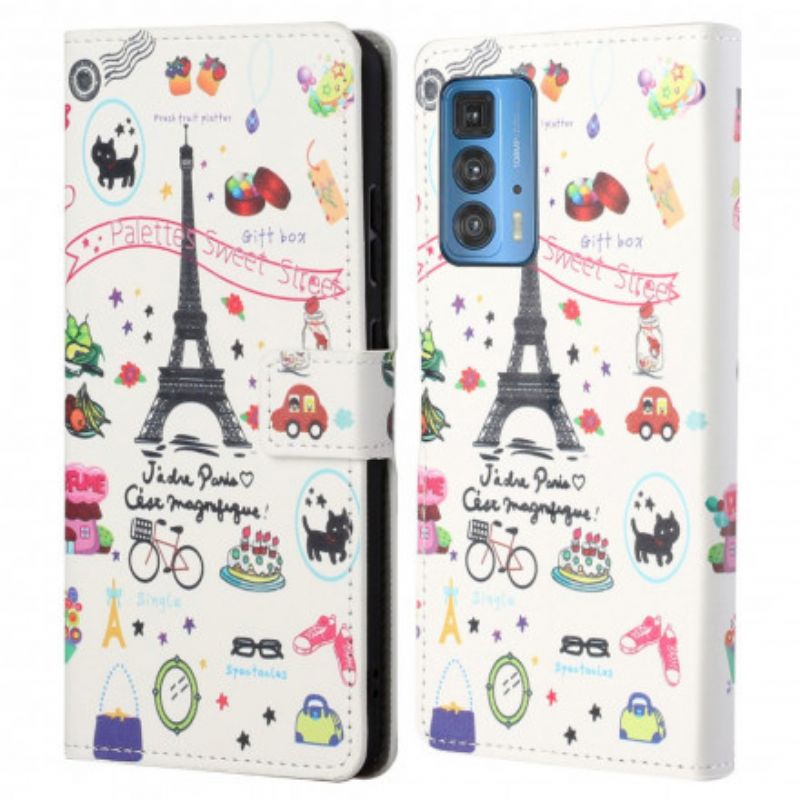 Lederhüllen Motorola Edge 20 Pro Handyhülle Ich Liebe Paris