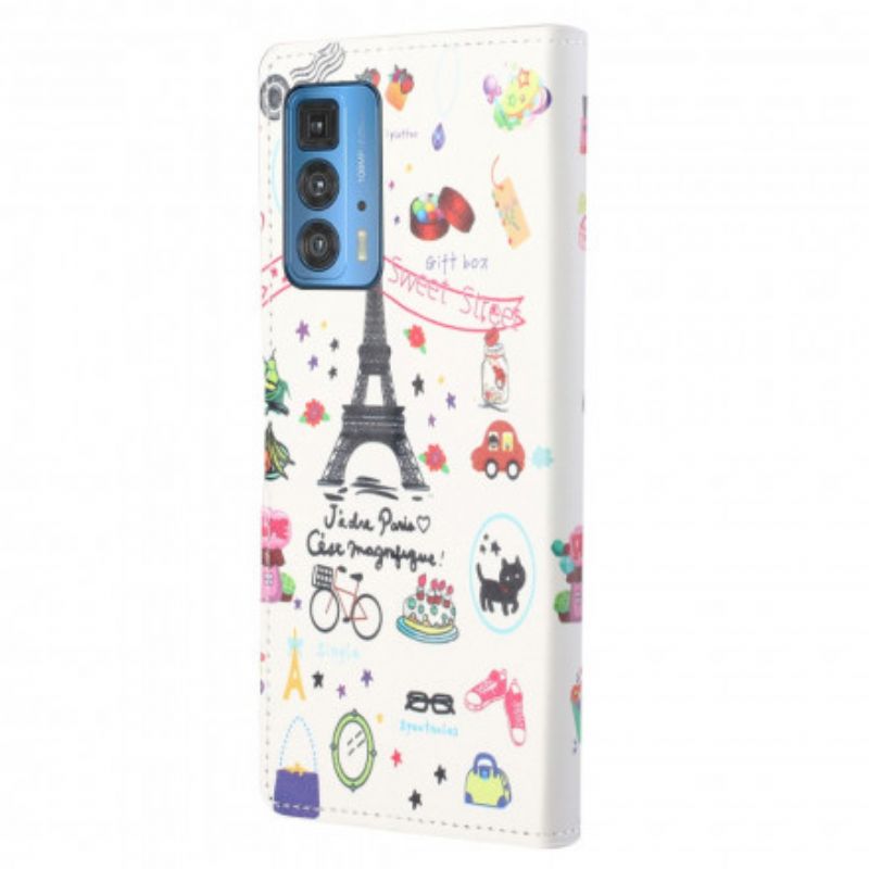 Lederhüllen Motorola Edge 20 Pro Handyhülle Ich Liebe Paris