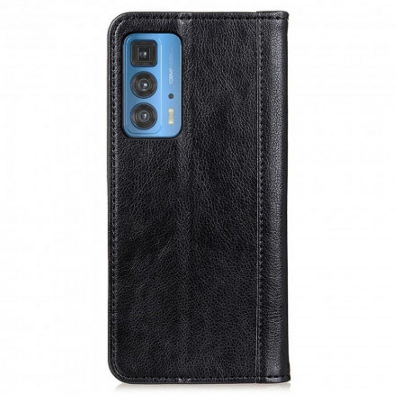 Schutzhülle Für Motorola Edge 20 Pro Flip Case Version Aus Litschi-spaltleder