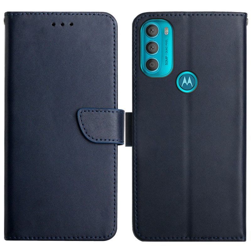 Flip Case Für Moto G71 5G Echtes Nappaleder