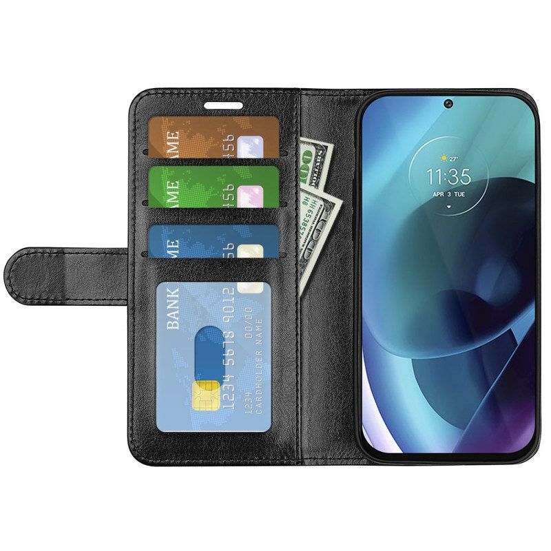 Flip Case Für Moto G71 5G Ledereffekt