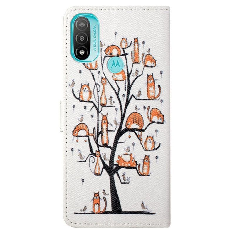 Flip Case Für Moto G71 5G Mit Kordel Funky Cats Mit Riemen