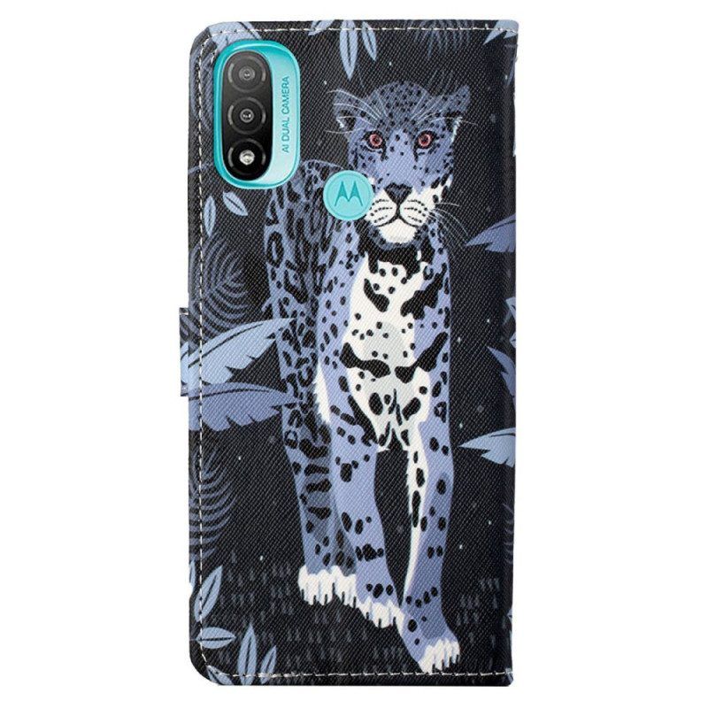 Flip Case Für Moto G71 5G Mit Kordel Riemchen-leopard