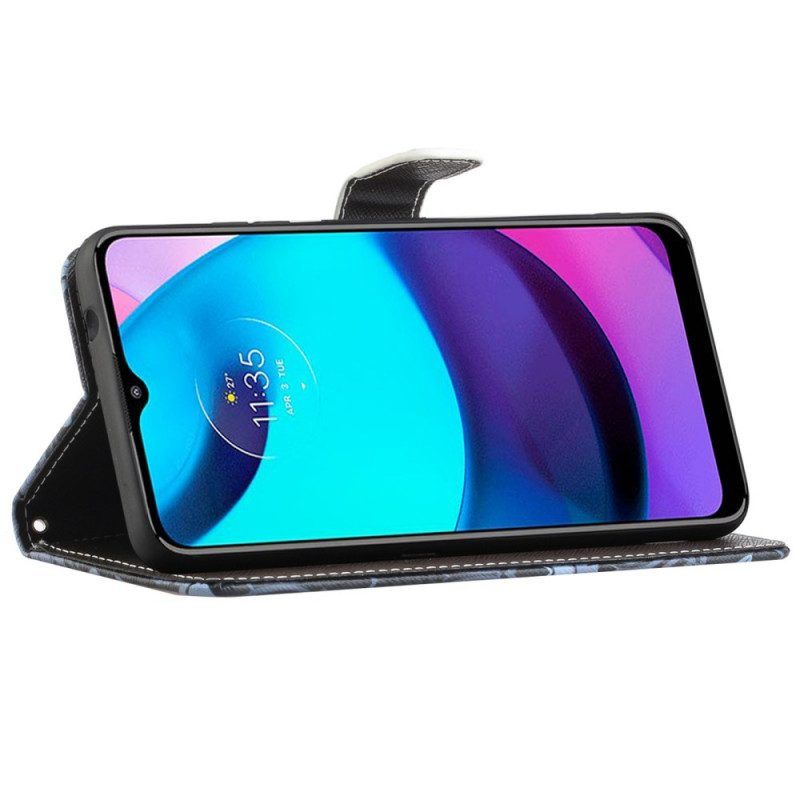 Flip Case Für Moto G71 5G Mit Kordel Riemchenlibellen