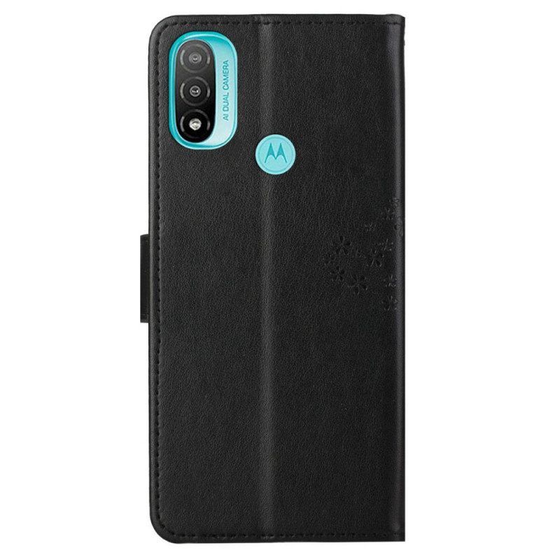 Flip Case Für Moto G71 5G Mit Kordel Tangabaum Und Eulen