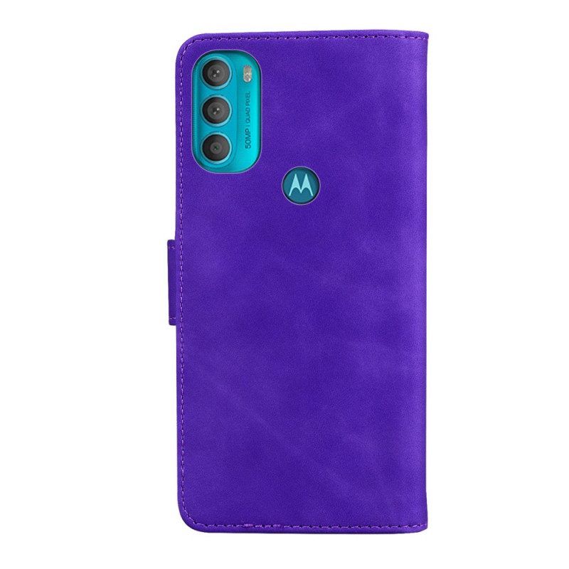 Flip Case Für Moto G71 5G Monochromer Ledereffekt