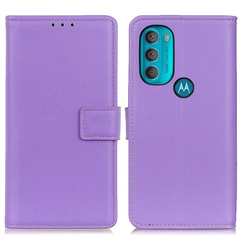 Flip Case Für Moto G71 5G Schlichtes Kunstleder