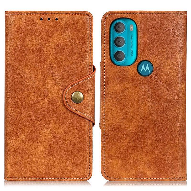 Flip Case Für Moto G71 5G Vintage Kunstleder Und Knopf