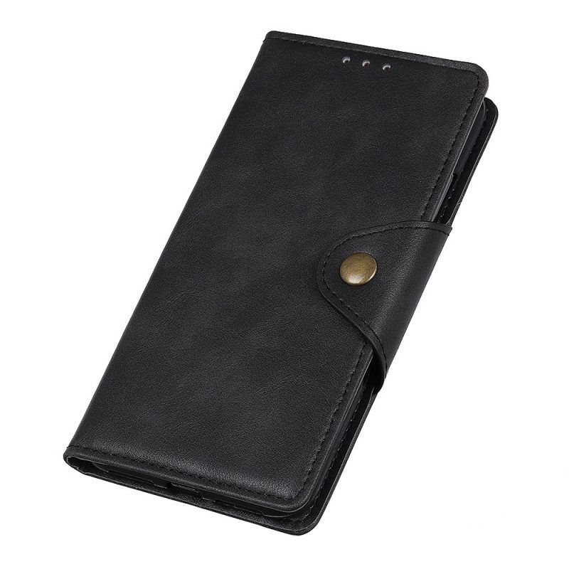 Flip Case Für Moto G71 5G Vintage Kunstleder Und Knopf