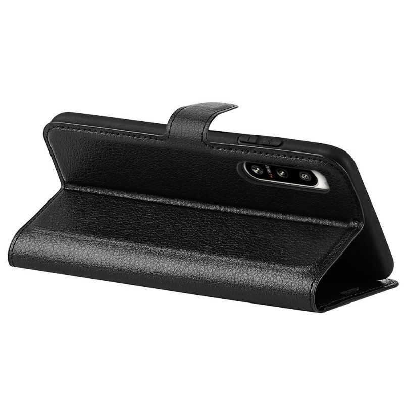 Flip Case Für Sony Xperia 5 IV Klassisches Lychee-kunstleder