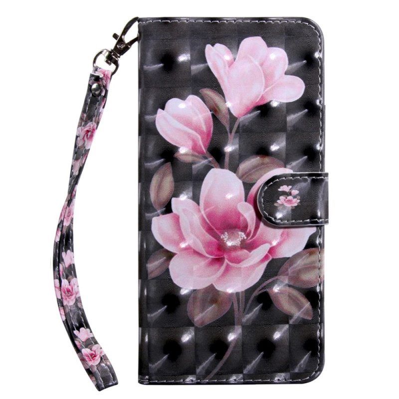 Flip Case Für Sony Xperia 5 IV Mit Kordel Riemenblumen