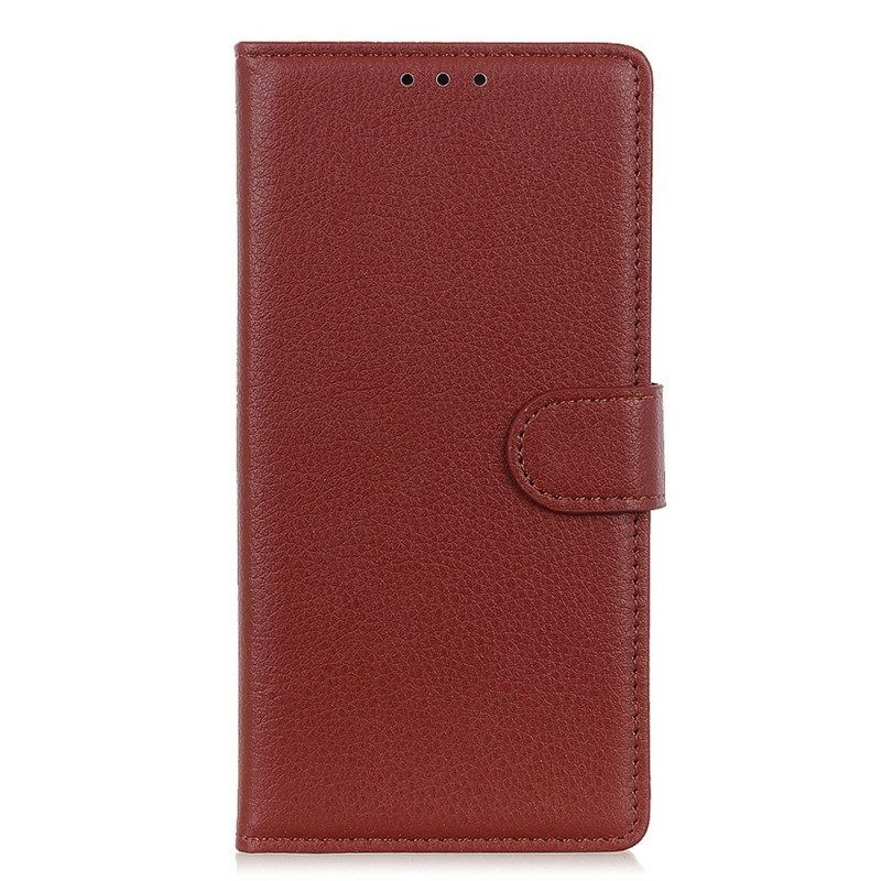 Flip Case Für Sony Xperia 5 IV Traditionelles Litschi-kunstleder