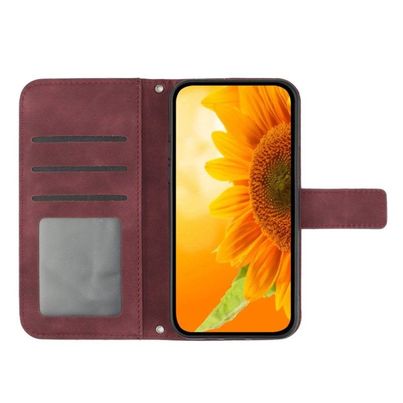 Lederhüllen Für Sony Xperia 5 IV Sonnenblumen-schultergurt